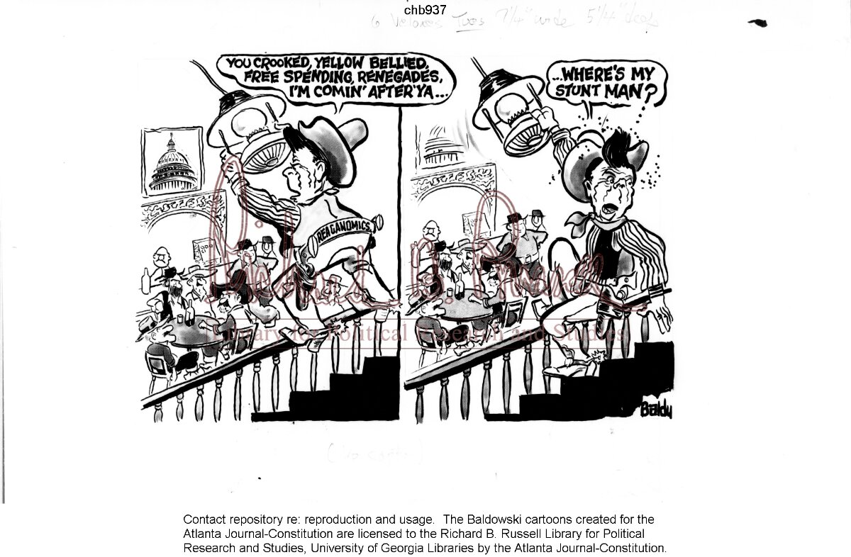 Baldy cartoon on Reagan's economic policy] / Baldy, [1981 Sept. 29] -  Digital Library of Georgia
