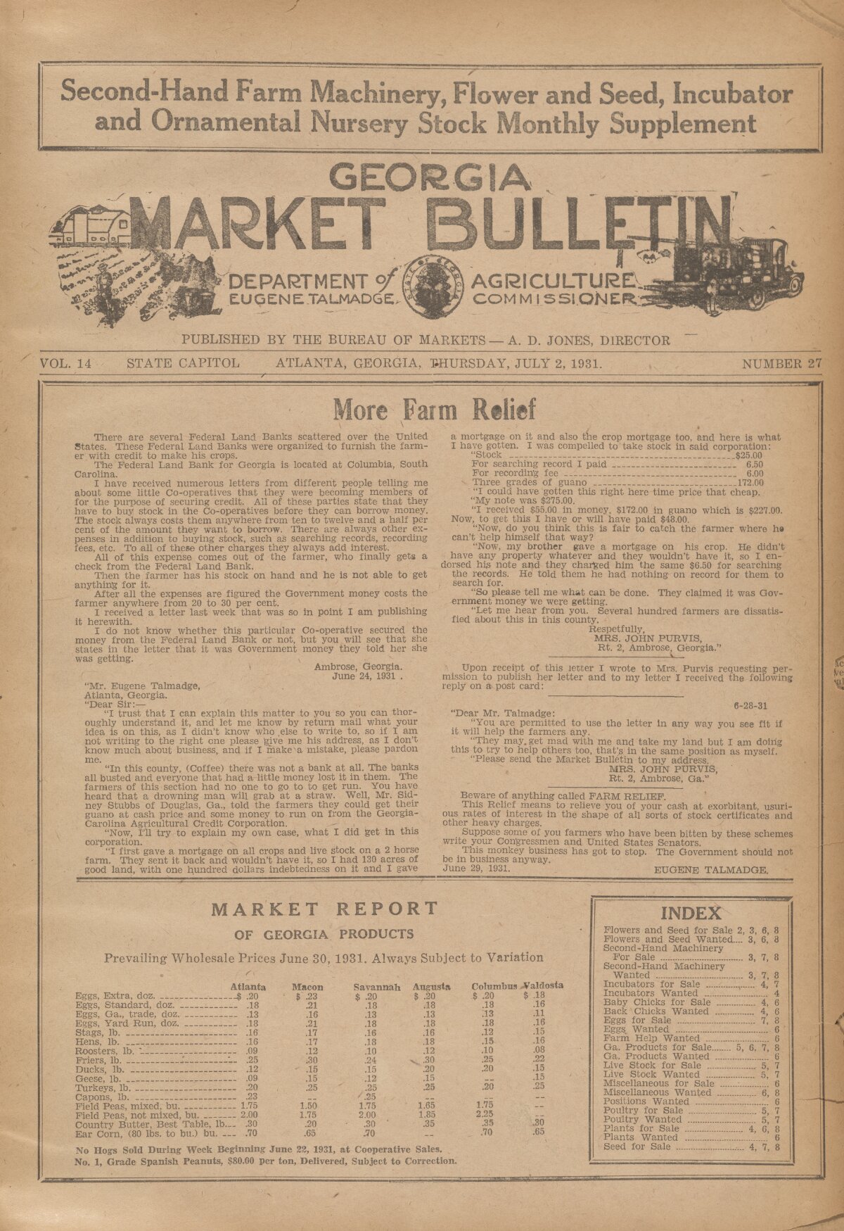 Farmers and consumers market bulletin, 1931 July 2 - Digital