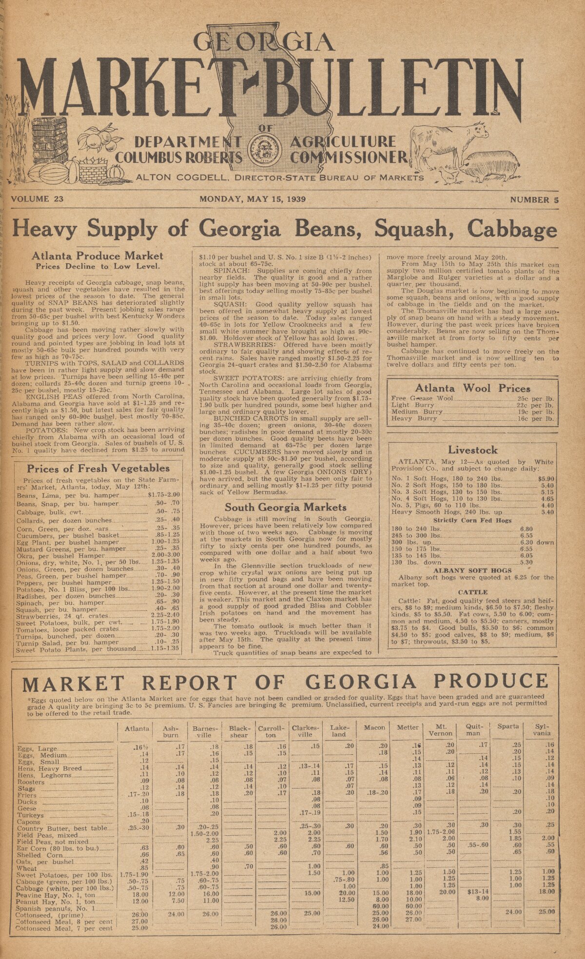 Farmers and consumers market bulletin, 1939 May 15