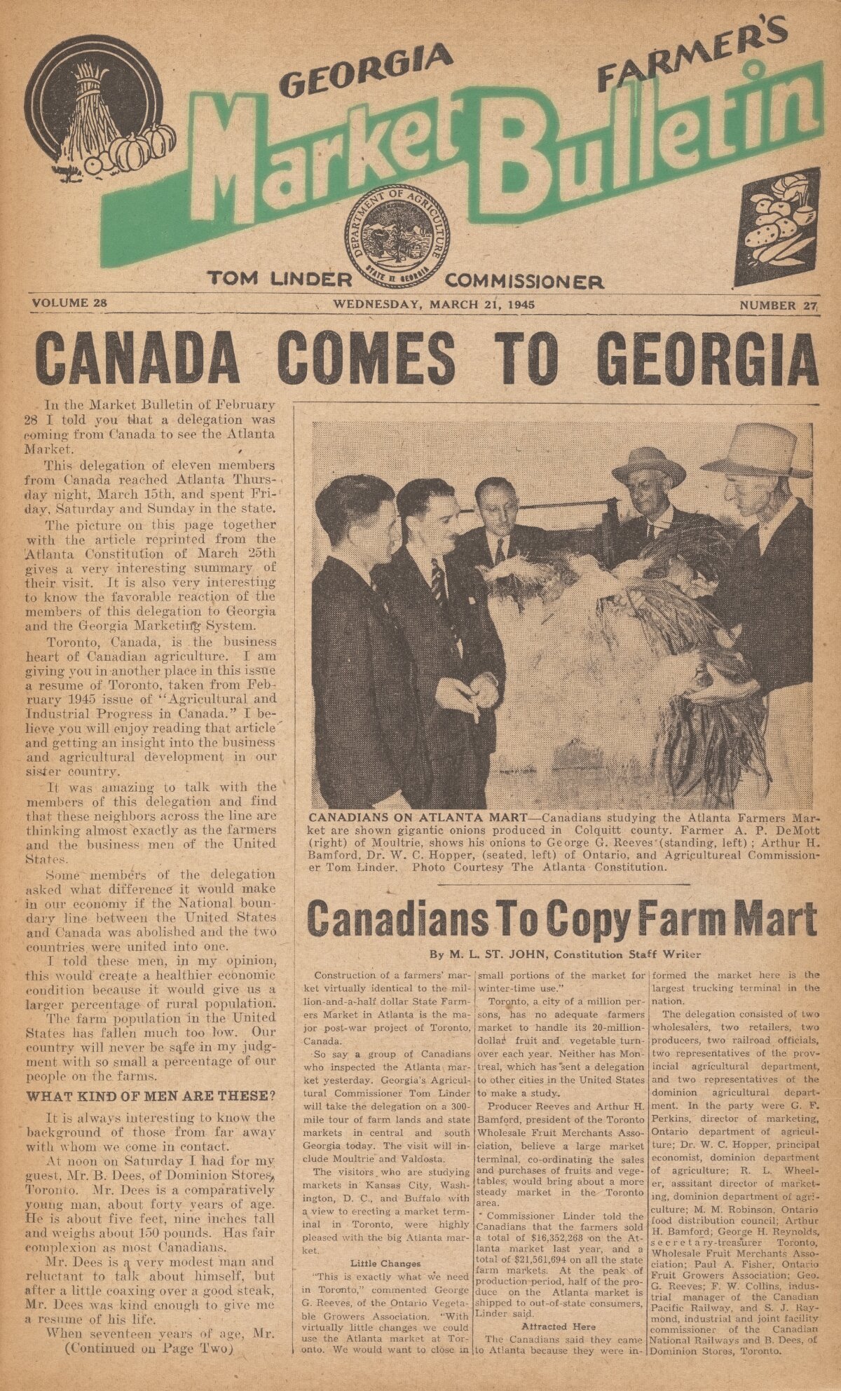 Farmers and consumers market bulletin, 1945 March 21 photo