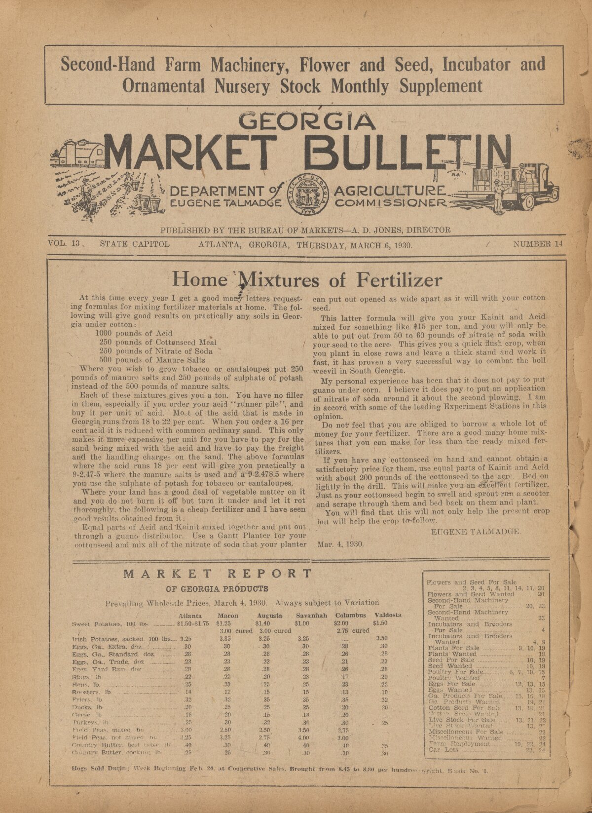 Farmers and consumers market bulletin, 1930 March 6 - Digital
