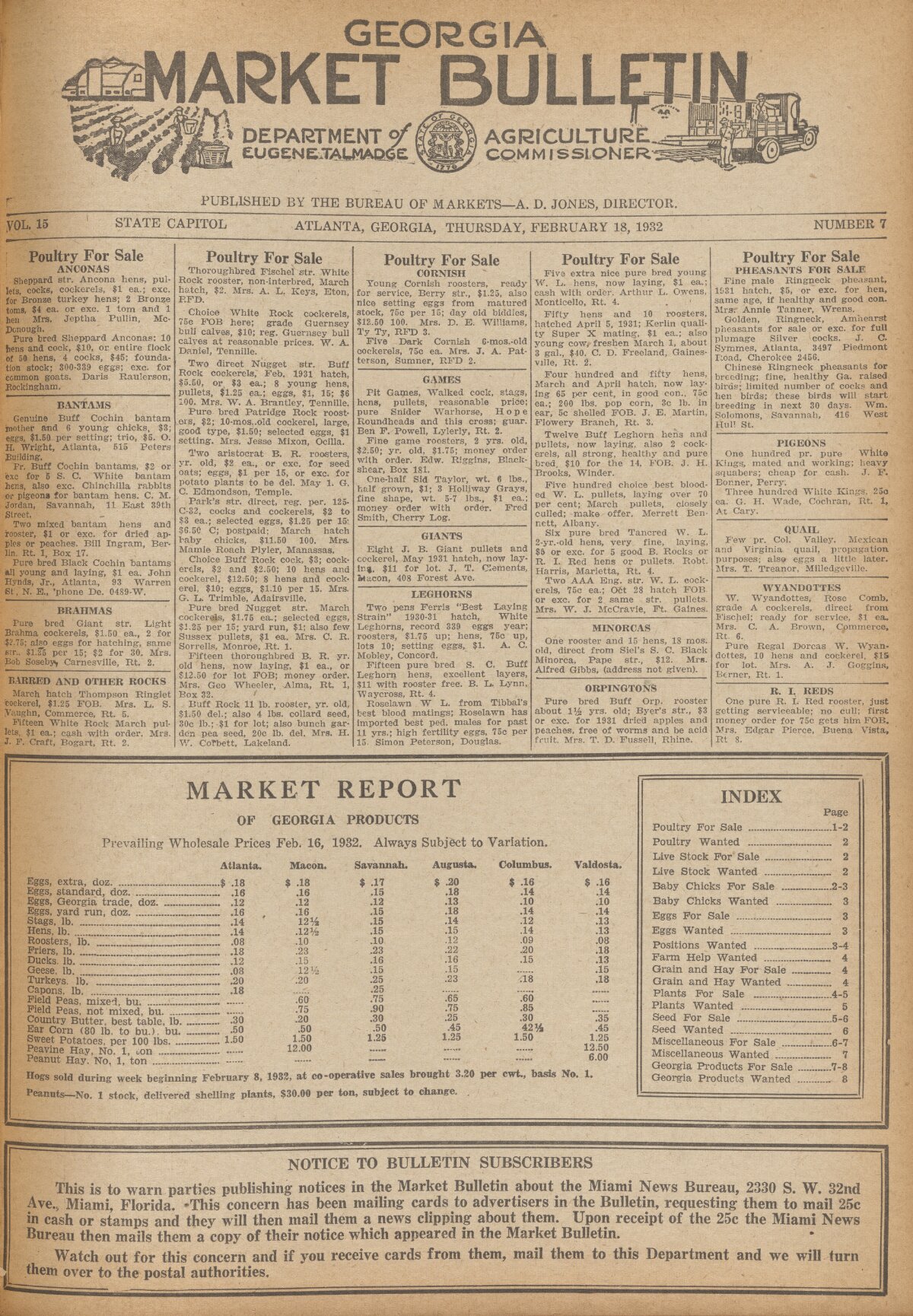 Farmers and consumers market bulletin, 1932 February 18 - Digital