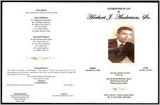 Celebration of Life for Herbert J. Anderson, Sr., Sunrise December 25, 1928, Sunset October 15, 2017, Saturday, October 28, 2017, 11:00 AM, Ben Hill United Methodist Church, 2099 Fairburn Road, SW, Atlanta, Georgia 30331, Rev. Dr. Byron E. Thomas, Senior Pastor, Rev. Dr. Paul Easley, Officiating