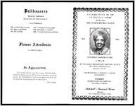 Celebration of the, Celestrial Flight, of The Late, Mrs. Eunice Mitchell Baker, 1920 1989, Saturday, March 18, 1989, 11 A.M, MT. Pleasant Missionary Baptist Church, 4077 Prince Hall Boulevard, Orlando, Florida, The Reverend J.F Hargrett, Pastor, Officiating, Interment, Washington Park Cemetery, Orlando, Florida, Mitchell's Funeral Home, Directors, 501 Fairvilla Road, Orlando Florida