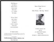 Home Going Services For Tullie Wesley "Bo Peep" Binion, Saturday, January 4, 1992, 2:30 P.M., Mt. Vernon Baptist Church, Bostwick, Georgia, Reverend G.C. Brown, Pastor Officiating