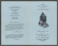Program Service in Celebration of the Life of Mrs. Irene Talley Bonner, Wednesday, August 5, 1981, 3:00 P.M., New Grant Chapel A.M.E. Church, East Point Georgia, Rev. H.E. Terrell, Officiating, Gus Thornhill's Funeral Home, East Point, Georgia, 768-2993
