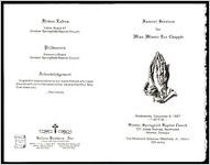 Funeral Services for Miss Minnie Lee Chapple, Wednesday, December 9, 1987, 1:00 P.M., Greater Springfield Baptist Church, 721 Jones Avenue, Northwest, Atlanta, Georgia, The Reverend Solomon Whitfield, Jr., Pastor, Officiating
