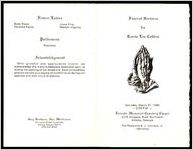 Funeral Services for Carrie Lee Collins, Saturday, March 31, 1990, 2:00 P.M., Lincoln Memorial Cemetery Chapel, 2275 Simpson Road, Northwest, Atlanta, Georgia, The Reverend B.J. Johnson, Jr., Officiating