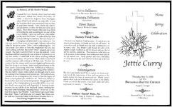 Home Going Celebration for Jettie Curry, Thursday, May 11, 2006, 2:00 P.M., Broadway Baptist Church, Augusta, Georgia, Reverend Dr. C.W. Joyner, Jr., Officiating
