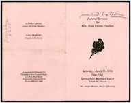 Funeral Services for Mrs. Rose Emma Fluellen, Saturday, April 14, 1990, 2:00 P.M., Springfield Baptist Church, Hogansville, Georgia, Rev. Joseph McGuire, Pastor, Officiating