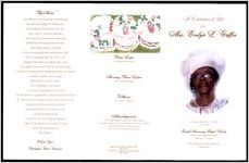 A Celebration of Life for Mrs. Evelyn L. Griffin, Saturday, September 8, 2012, 11:00 A.M., Beulah Missionary Baptist Church, 2340 Clifton Springs Road, Decatur, Georgia, Reverend Jerry D. Black, Pastor, Officiating