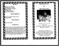 Home Going Celebration for Mother Margaret Harris, Saturday, July 22, 1995, 11:00 A.M., Apostolic Church of Jesus, Inc., Orlando, Florida, Services Entrusted to Davis and Starks Funeral Home, Orlando and Kissimmee, Florida, Eleanor C. Davis-Starks, Daryl Q. Schofield