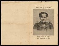 Funeral program for Ida J. Howard, born 1857