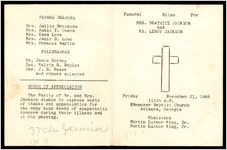 Funeral Rites for Mrs. Beatrice Jackson and Mr. Leroy Jackson, Friday, November 25, 1966, 11:00 A.M., Ebenezer Baptist Church, Atlanta, Georgia, Ministers, Martin Luther King, Sr., Martin Luther King, Jr.