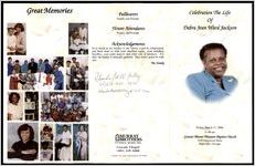 Celebrating the Life of Debra Jean Ward Jackson, Friday, March 31, 2006, 11:00 am, Greater Mount Pleasant Baptist Church, 3150 Dogwood Drive, Hapeville, Georgia