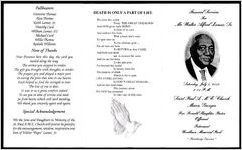 Funeral Services for Mr. Walter Alfred Lamar, Sr., Saturday, July 5, 2008, 2:00 P.M., Saint Paul A.M.E. Church, Macon, Georgia, Rev. Ronald Slaughter, Pastor, Officiant, Interment, Woodlawn Memorial Park, "Hutchings Service"