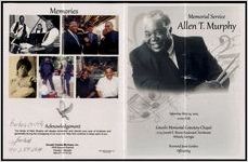 Memorial Service, Allen T. Murphy, Saturday, May 24, 2014, 10:00 A.M., Lincoln Memorial Cemetery Chapel, 2275 Joseph E. Boone Boulevard, Northwest, Atlanta, Georgia, Reverend Jesse Gordon, Officiating