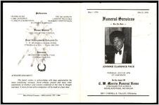 May 1, 1924-July 21, 1978, Funeral Services for the late Johnnie Clarence Pace, Tuesday, July 25, 1978 at 12:00 Noon, In the chapel of C.W. Morris Funeral Home, 12700 Hamilton Avenue, Highland Park, Michigan, Rev. Cornell E. Talley, Offiiating