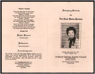 Homegoing Services for Eva Clara Binion Parsons, Sunday, September 29, 1991, Two O'Clock P.M., Holland Springs Baptist Church, Athens Highway, Madison, Georgia, The Reverend James Bishop, Officiating