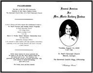 Funeral Services for Mrs. Macie Zackery Perdue, Tuesday, August 12, 2008, 1:00P.M., St. Paul's Episcopal Church, macon, Georgia, The Reverend Camille Hegg, Officiating, "Hutchings Service"