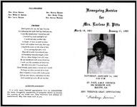 Homegoing Service for Mrs. Lurlene D. Pitts, March 19, 1921 - January 11, 1995, Saturday, January 14, 1995, 4:00 P.M., St. Paul A.M.E. Church, 989 Morrow Ave. Macon, GA, Rev. Terrence Gray, Officiating, "Hutchings Services"