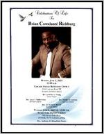 Celebration of Life for Brian Costalante Richburg, Monday, June 1, 2015, 11:00 A.M., Cascade United Methodist Church, 3144 Cascade Road SW, Atlanta, Georgia 30311, Rev. Lawrence L. Young, Senior Pastor, Rev. Joyce E. Banks Gross, Associate Pastor, Rev. Terrilyn D. Lemons, Associate Pastor, Rev. Dr. Kevin R. Murriel, Associate Pastor, Tuesday, June 2, 2015 at 12:00 P.M., Honey Ford Baptist Church, 982 Honey Ford Road, Denmark, South Carolina 29042, Rev. Anthony D. Mansfield, Pastor
