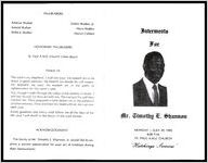 Interments for Mr. Timothy E. Shannon, Monday - July 29, 1985, 4:00 P.M., St. Paul A.M.E. Church, "Hutchings Services"