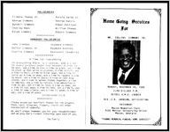 Home Going Services For Mr. Collins Simmons Sr., Monday, November 24, 1986, 2:00O'Clock  P.M., Bethel A.M.E. Church, Rev. C.R. Johnson, Officiating, Interment, Macon Memorial Park, 4101 mercer University Drive, Macon, Georgia, "Thomas Memorial Funeral Home Services"