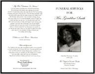 Funeral services for Mrs. Geraldine Smith, Saturday, December 29, 2012, 10:00 A.M., The Chapel of Donald Trimble, 1876 Second Avenue, Decatur, Georgia, Pastor Vera Fuller, Officiating