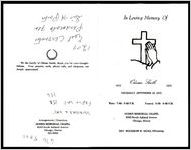 In Loving Memory of Odessa Smith, 1912-1975, Thursday, September 18, 1975, Wake: 7:00-8:00 P.M., Funeral: 8:00-9:00 P.M., Ogden Memorial Chapel, 8243 South Ashland Avenue, Chicago, Illinois, Rev. Woodrow W. Hicks, Officiating