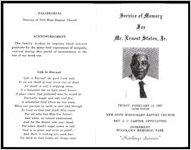 Service of Memory for mr. Ernest Staten, Jr., Friday, February 14, 1997, 12:00 Noon, New Hope Missionary Baptist Church, Rev. J.C. Carter, Officiating, Interment, Woodlawn Memorial Park, "Hutchings Services"