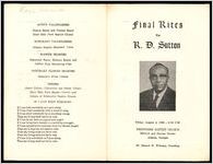 Final Rites for R.D. Sutton, Friday, August 2, 1968- 2:00 P.M., Friendship Baptist Church, Mitchell and Haynes Streets, Atlanta, Georgia, Dr. Samuel W. Williams, Presiding