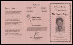 A Victory Service of Our Beloved Ms. Gloria Tripp, Saturday, April 25, 1992, 3:00 p.m., Calvary Deliverance Holiness Church, Gray, Georgia 31032, Elder Donald I. Groover, Officiating