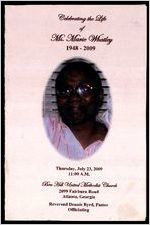 Celebrating the Life of Ms. Marie Whatley, 1948-2009, 11:00 A.M., Ben Hill United Methodist Church, 2099 Fairburn Road, Atlanta, Georgia, Reverend Dennis Byrd, Pastor, Officiating