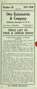 Price list of tree and shrub seeds. Number 26, 1917-1918 / Otto Katzenstein & Co.