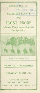 Descriptive price list of vegetable plants 1920 : frost proof cabbage plants in any quantity our specialty / Piedmont Plant Co.