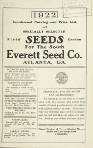 Condensed catalog and price list of specially selected field, garden seeds for the South : 1922 / Everett Seed Co.
