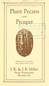 Plant pecans and prosper : [catalog and price list] / J.R. & J.B. Miller, pecan nurserymen.