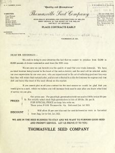 Thomasville Seed Company [contract prices] for watermelons / W. H. Thomson grower.