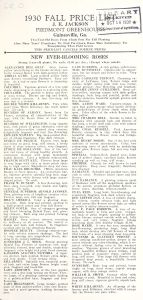 1930 fall price list / J.E. Jackson ; Piedmont Green-Houses.