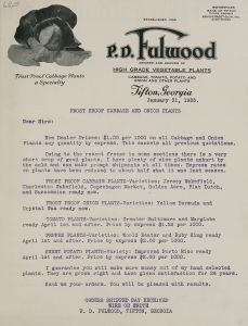 Frost proof cabbage and onion plants / P.D. Fulwood.