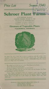 Price list, season 1940 / Schroer Plant Farms ; F.W. Schroer, prorprietor.