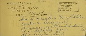 Wholesale list, seeds from H.M. Franklin & Co.