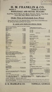 Order now at extremely low prices : seed peas, velvet beans, soy beans, peanuts, chufas, cane seed, corn, oats, rye, wheat, cotton seed, etc. / H.M. Franklin & Co.