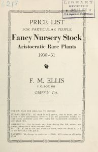 Price list for particular people : fancy nursery stock aristocratic rare plants 1930 - 31