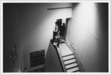 Photograph of a group of people inside the Athens-Clarke County Library, Athens, Georgia, circa 2000