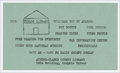 Flyer promoting programs at Athens-Clarke County Library, Athens, Georgia, circa 1940