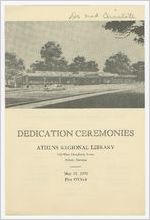 Program for Athens Regional Library Dedication Ceremonies, Athens, Georgia, 1970 May 24