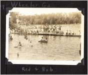 Photograph of swimmers at Camp Wheeler lake, Macon, Georgia, 1942
