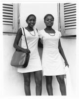 Two Young Women in White Dresses, circa 1972